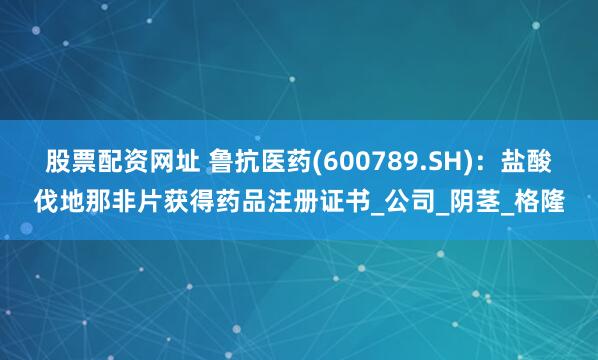 股票配资网址 鲁抗医药(600789.SH)：盐酸伐地那非片获得药品注册证书_公司_阴茎_格隆